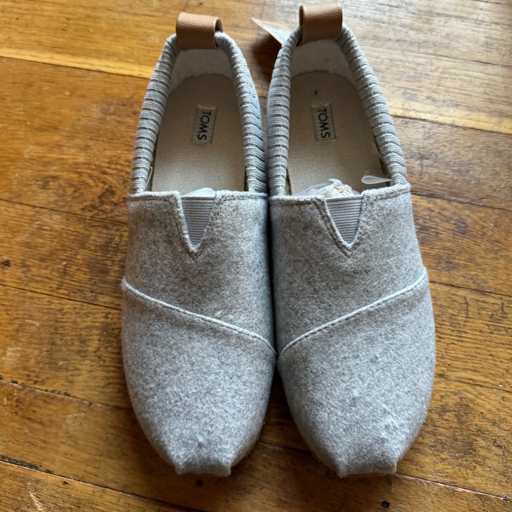 Toms Alpargata Resident Frost Gray Two Tone Felt Fleece Ortholite Shoes NWT 6.5 - Picture 2 of 6
